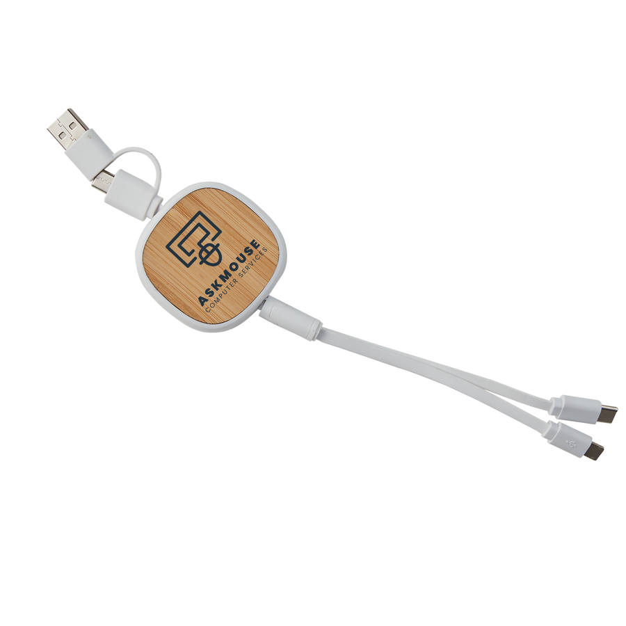 DUAL INPUT 3-IN-1 RETRACTABLE BAMBOO CHARGE-IT™ CABLE