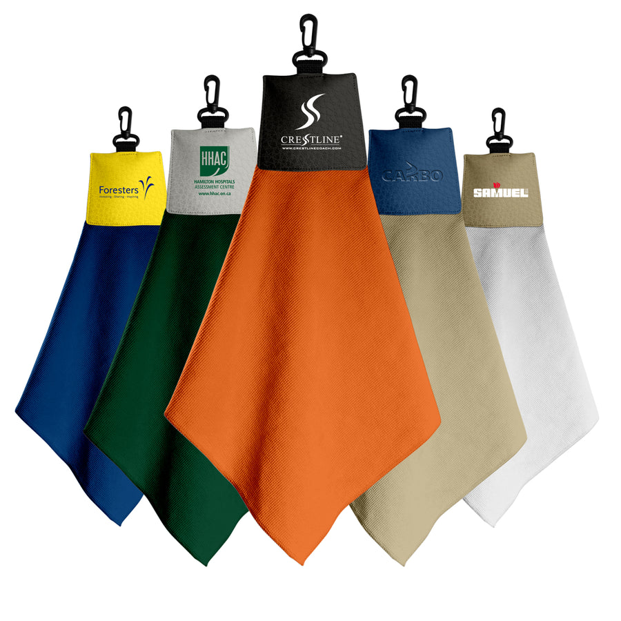 Microfiber Golf Towel with Leatherette Header