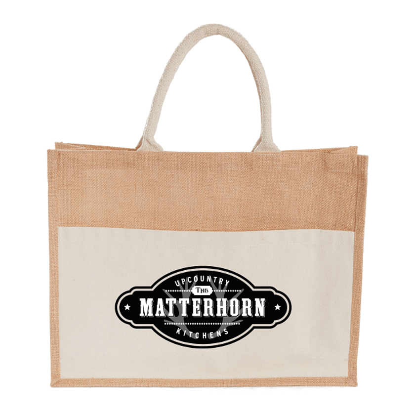 Jute Shopper Tote with Recycled Cotton Pocket