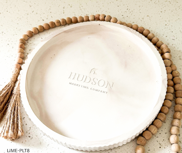 Engraved Fluted Round Stoneware Tray
