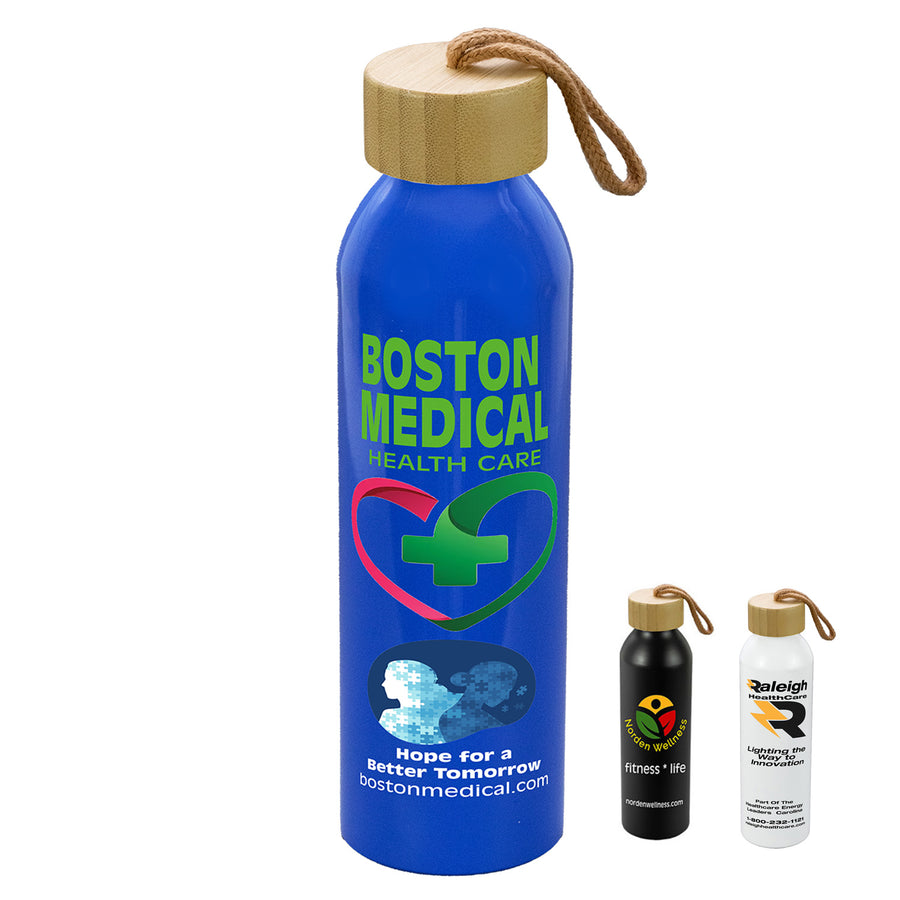 WHITNEY 22oz Recycled RPET Aluminum Bottle With a Bamboo Lid