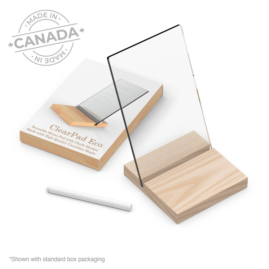 ClearPad Eco Reusable Memo Pad with Maple Wood Base