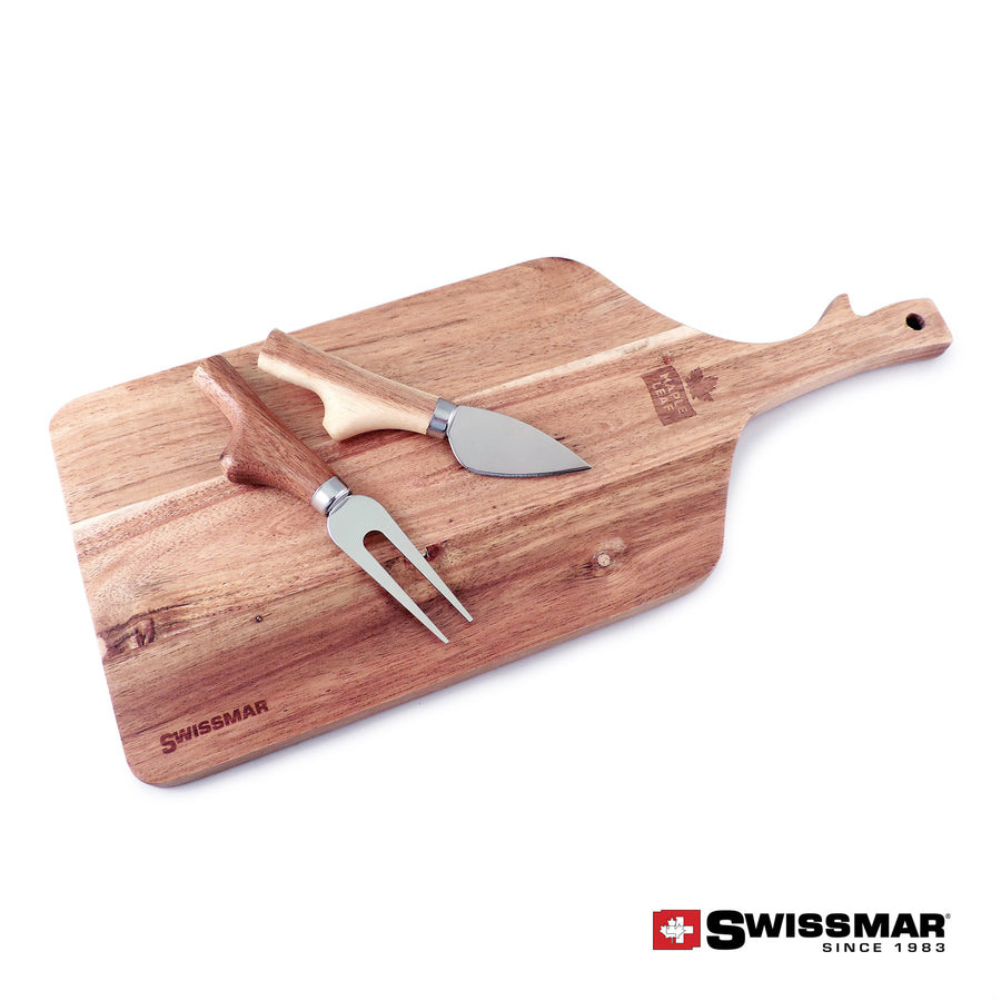 Swissmar® Acacia Paddle Serving Board & Knife Set