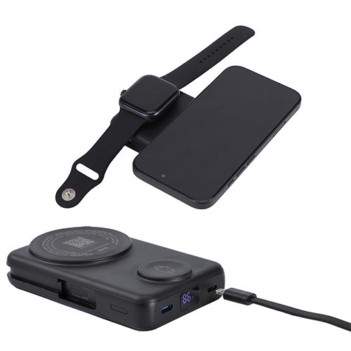 Imperial 10000mAh Light-Up Power Bank with Magnetic Wireless Charger, Watch Charger, Stand & Cable