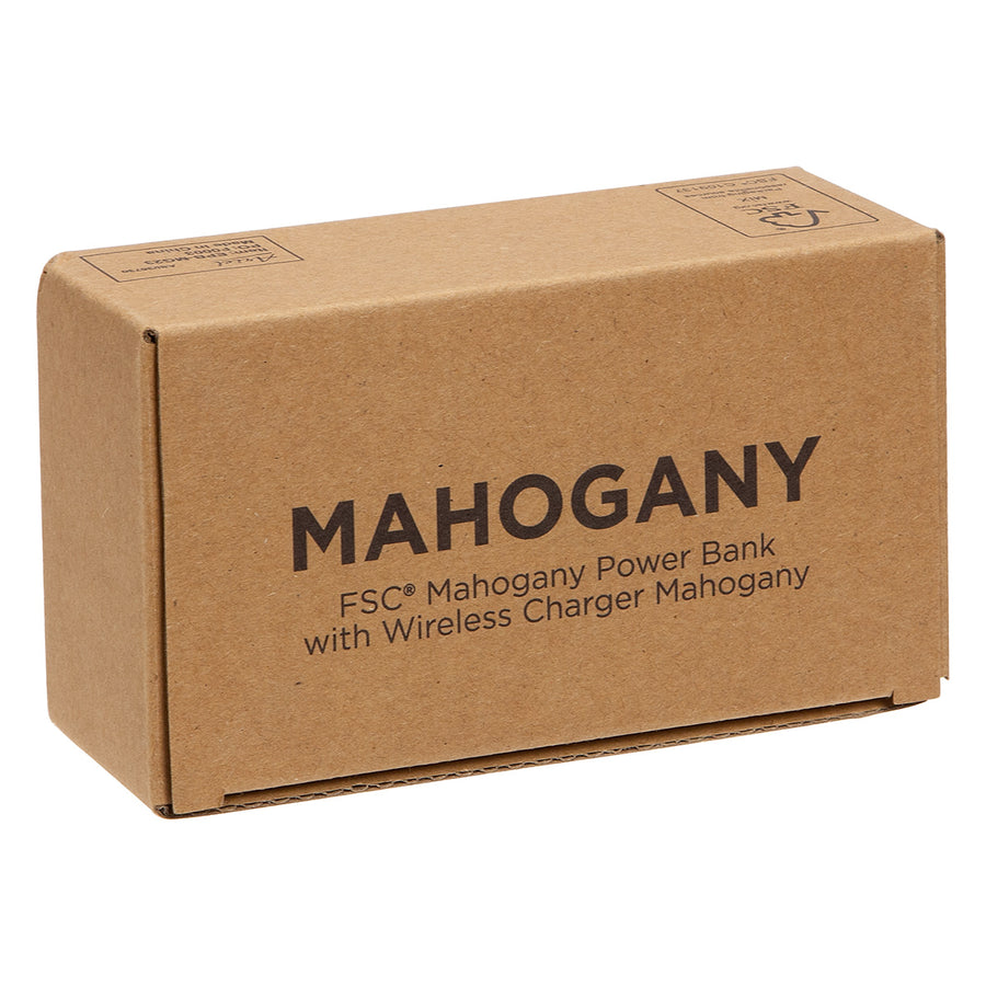 FSC® Mahogany 5000mAh Power Bank with 15W Magnetic Wireless Charger