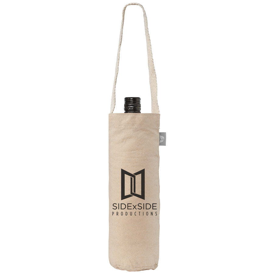 Single-Bottle Wine Tote Bag - 6 oz Recycled Cotton