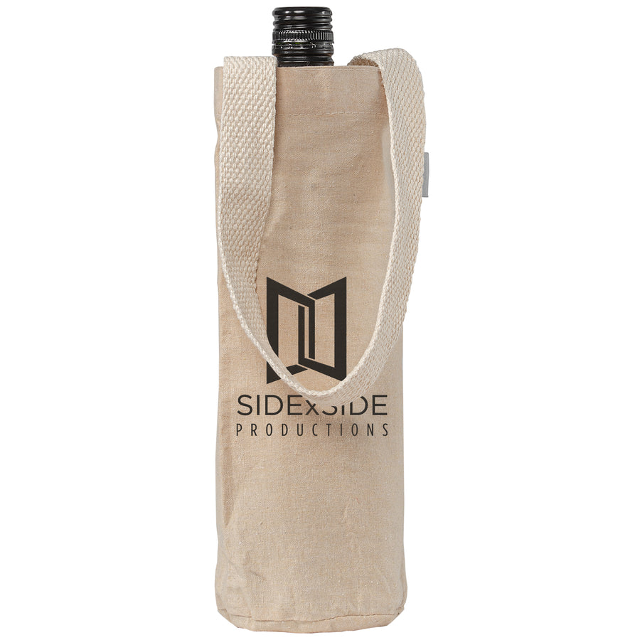 Single-Bottle Wine Tote Bag - 6 oz Recycled Cotton