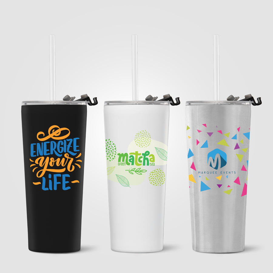 Excalibur - 22 oz. Double-Wall Stainless Tumbler with Straw