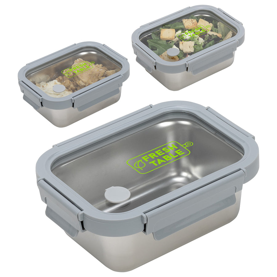 Heat 'N Eat - Microwaveable Stainless Steel Lunch Box with Vented Glass Lid