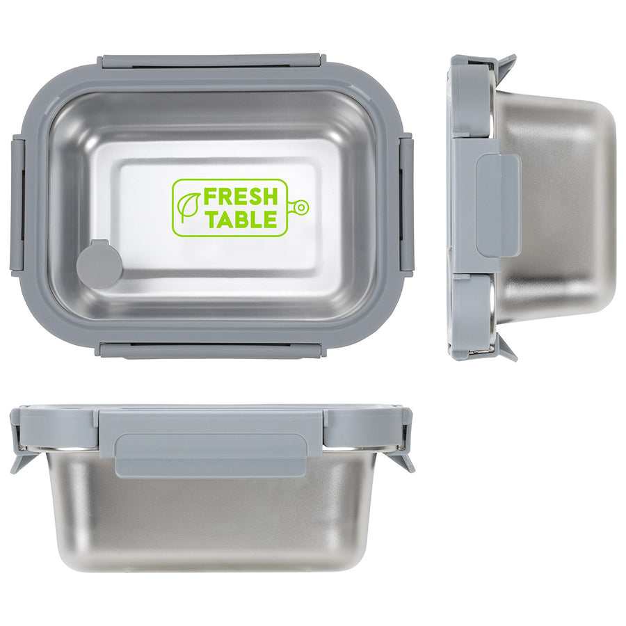 Heat 'N Eat - Microwaveable Stainless Steel Lunch Box with Vented Glass Lid