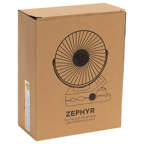 Zephyr Clip Fan with Power Bank, Light & Remote Control