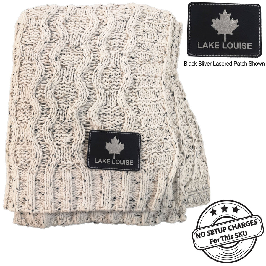 Heather Cable Knit Chenille Blanket, 50x60, with Lasered Logo Patch