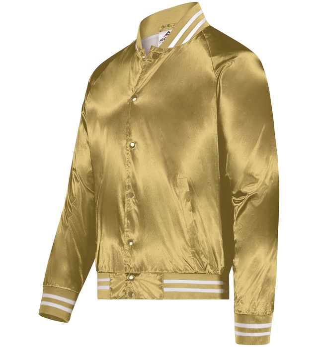 SATIN BASEBALL JACKET/STRIPED TRIM