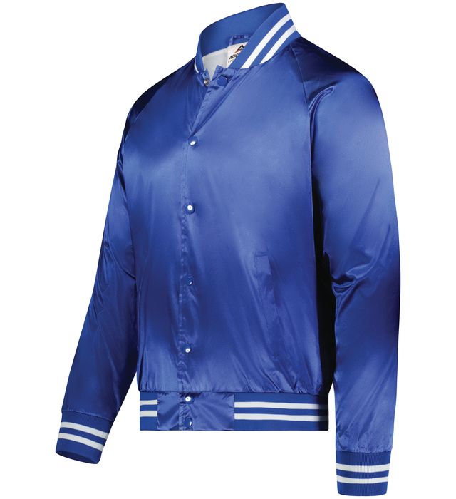 SATIN BASEBALL JACKET/STRIPED TRIM