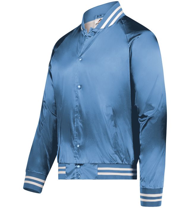 SATIN BASEBALL JACKET/STRIPED TRIM