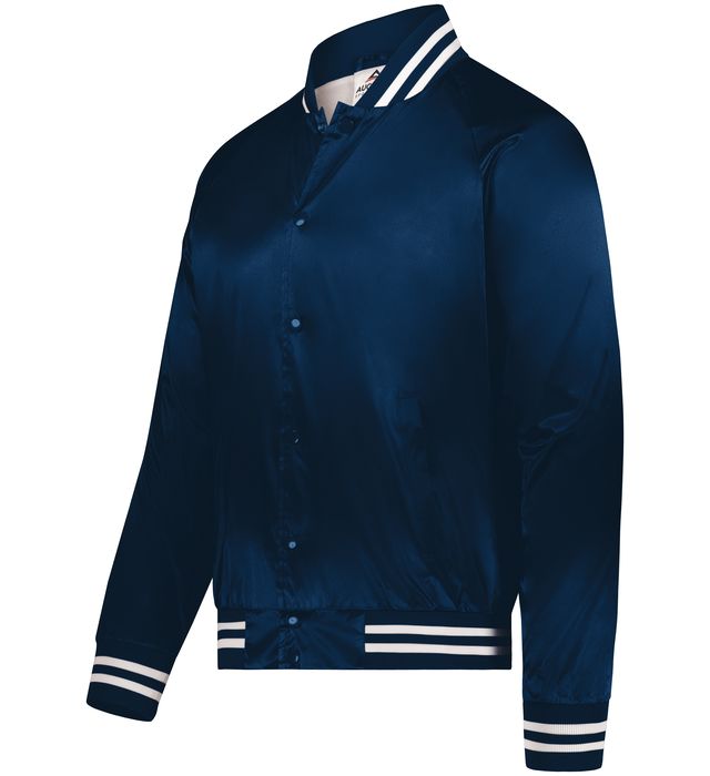 SATIN BASEBALL JACKET/STRIPED TRIM