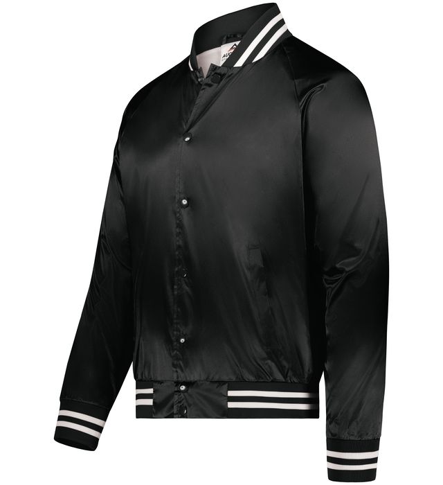 SATIN BASEBALL JACKET/STRIPED TRIM