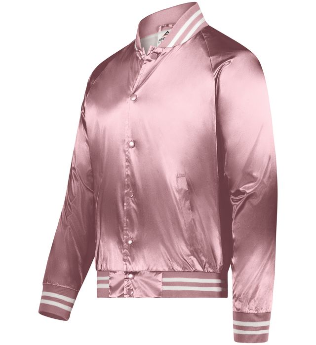 SATIN BASEBALL JACKET/STRIPED TRIM