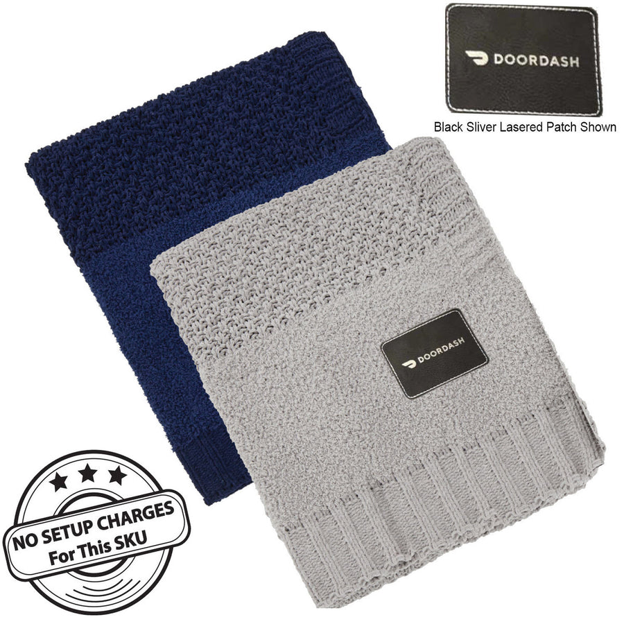 Crochet Knit Blanket, 50x60, with Lasered Logo Patch