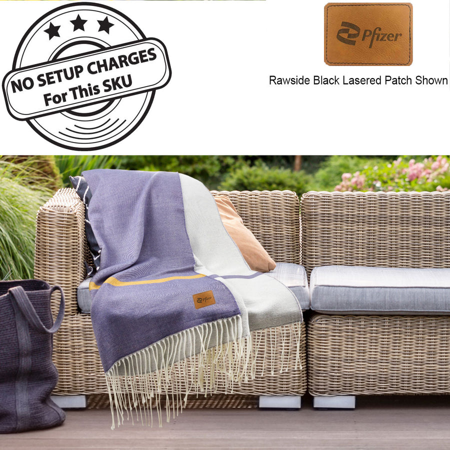 Denim Beachy Cottage Blanket, 50x60, with Lasered Logo Patch