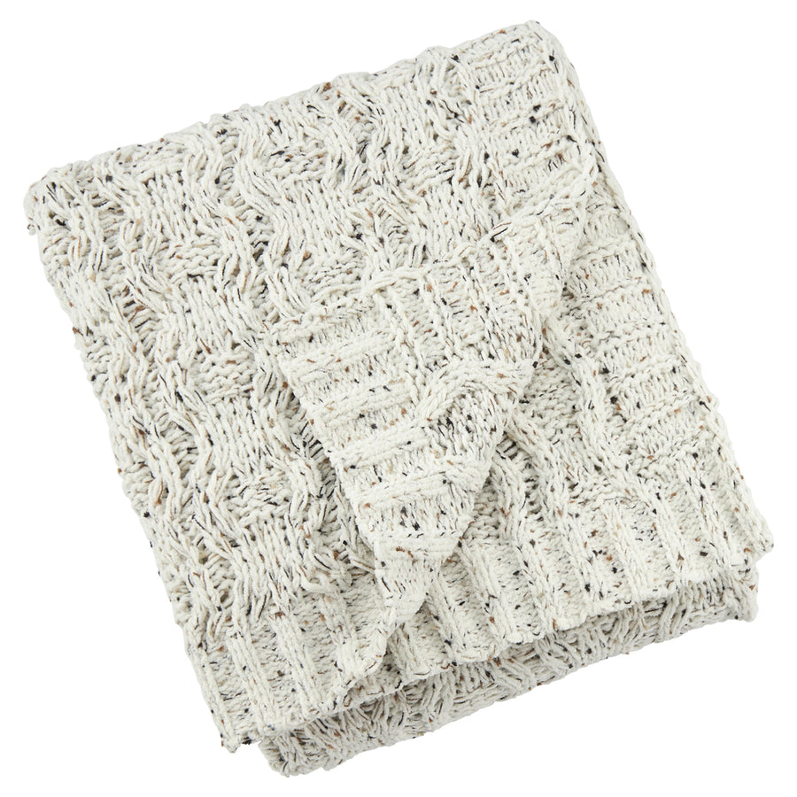 Heather Cable Knit Chenille Blanket, 50x60