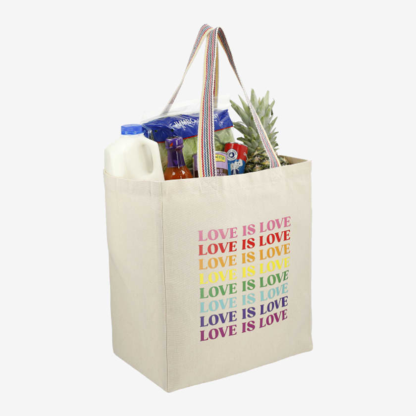 Rainbow Recycled Cotton Grocery Tote