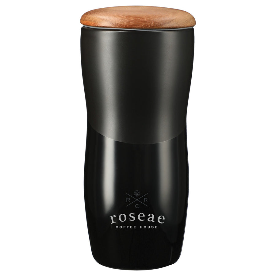 Reno Double Wall Ceramic Tumbler w/Wood Lid 10oz