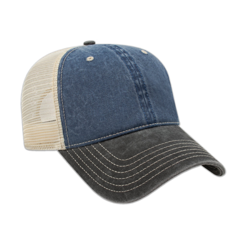 Unstructured Washed Pigment Dyed Hat with Washed Mesh